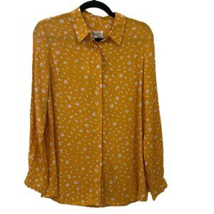 🔥NWT: (8) European Thought brand yellow & white button up shirt long sleeve